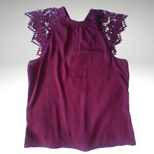 Express Maroon Lace Cap Sleeve Blouse Size Small
